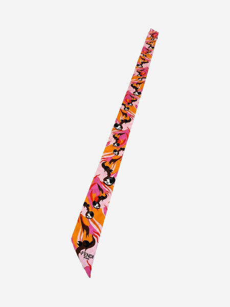 Pink silk parrot printed neck tie alternate image