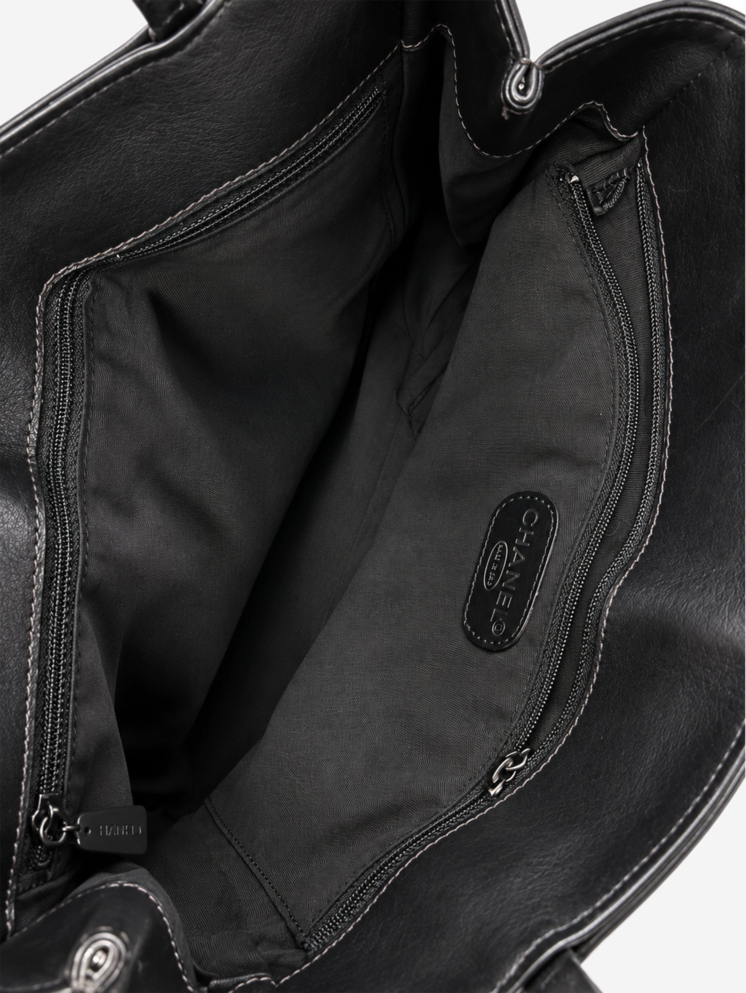 Black 1997 leather twist lock tote Tote Bags Chanel 