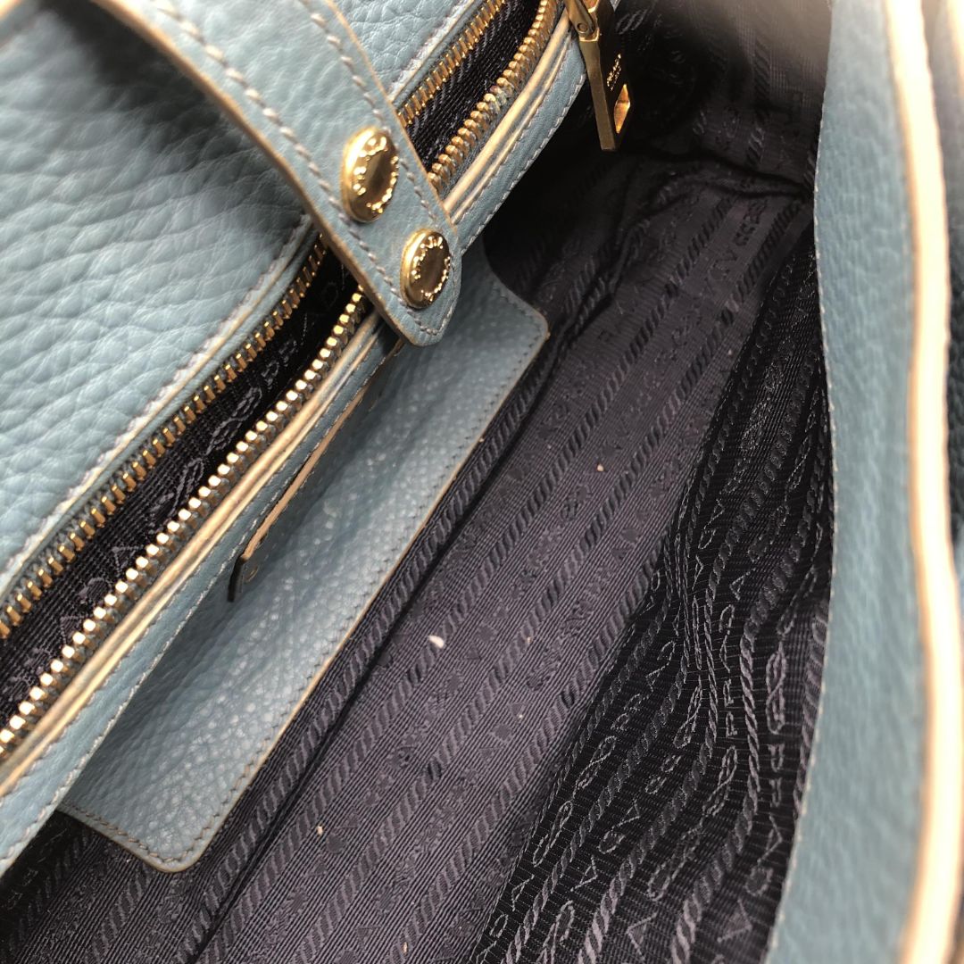 Blue Vitello Daino Flap-Lock Messenger bag