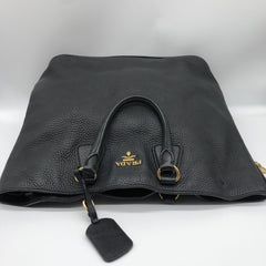 Black Vitello Daino leather Shopping tote bag