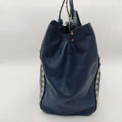 Blue Rockstud leather shoulder bag