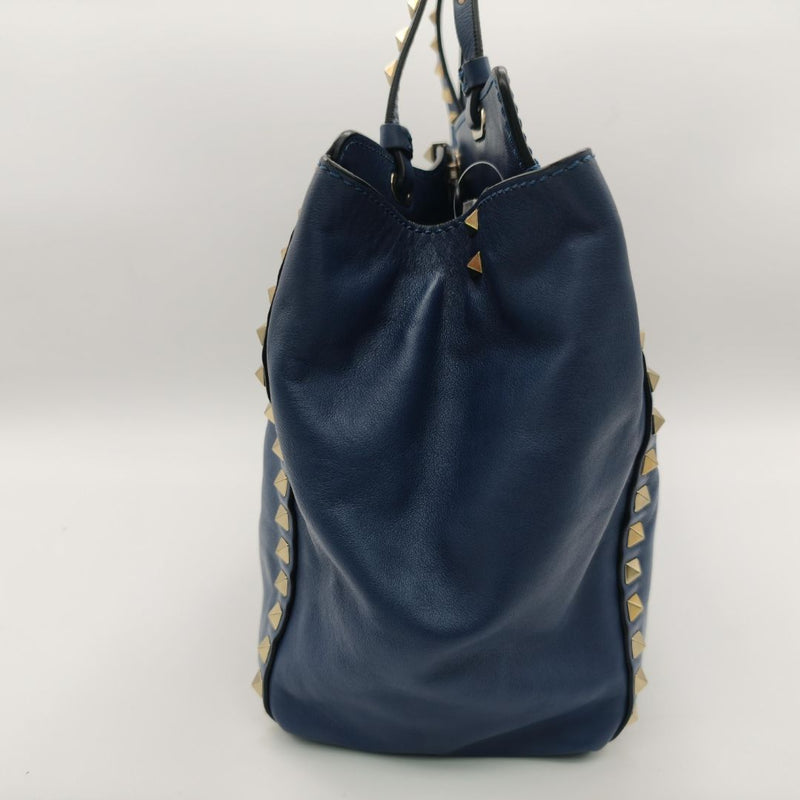 Blue Rockstud leather shoulder bag