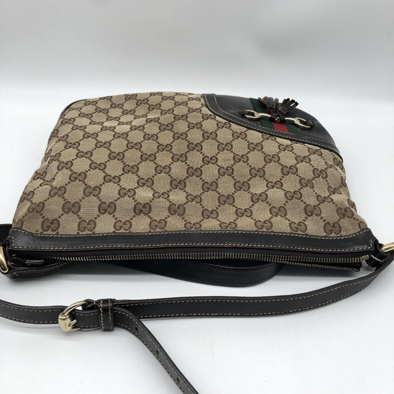 Brown GG canvas Horsebit Tassel Messenger bag