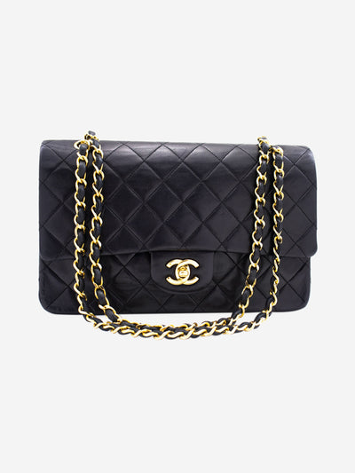 Black medium lambskin vintage 1986 Classic Double Flap Shoulder Bag Chanel 
