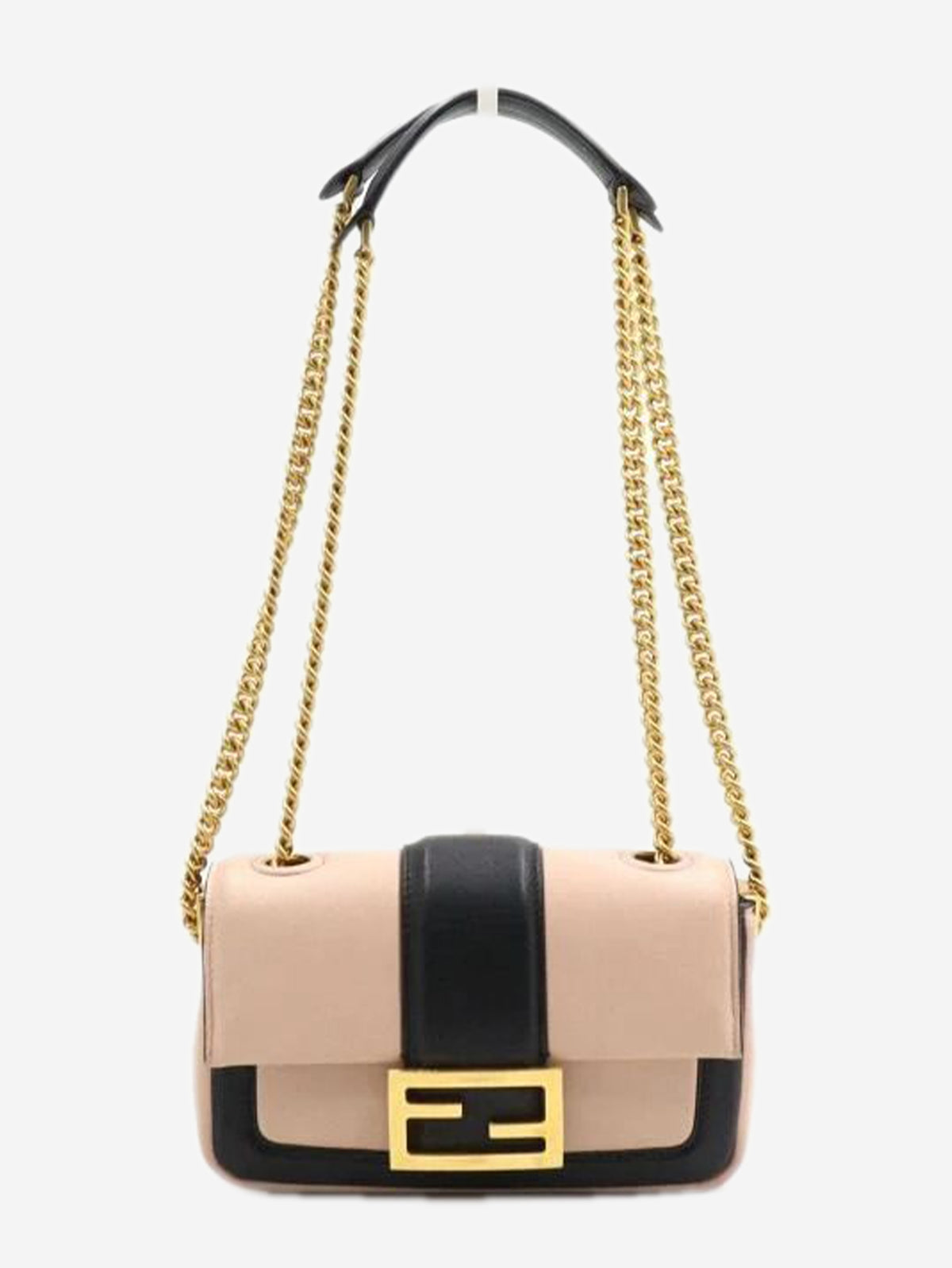 Blush and black two-tone mini Baguette bag