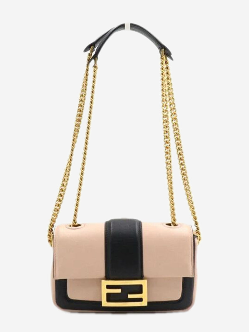 Blush and black two-tone mini Baguette bag