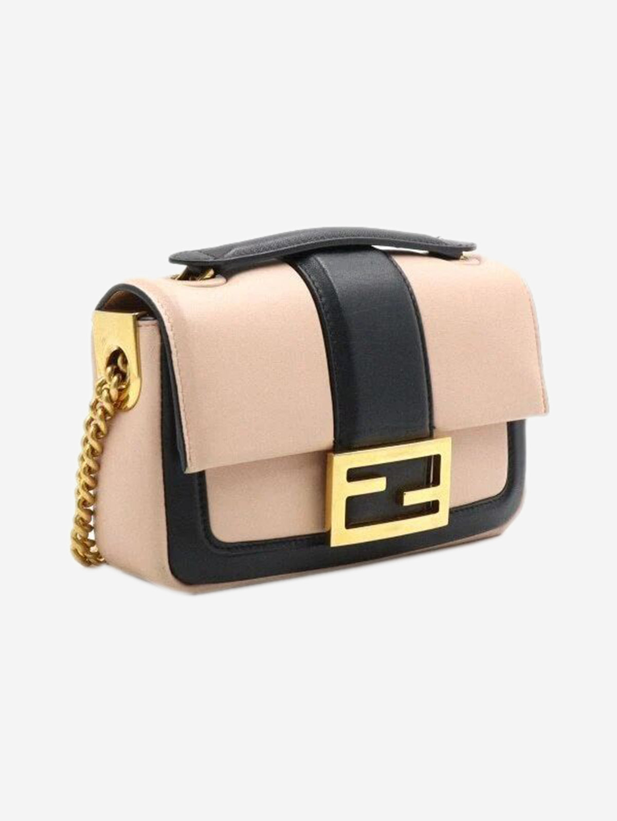 Blush and black two-tone mini Baguette bag