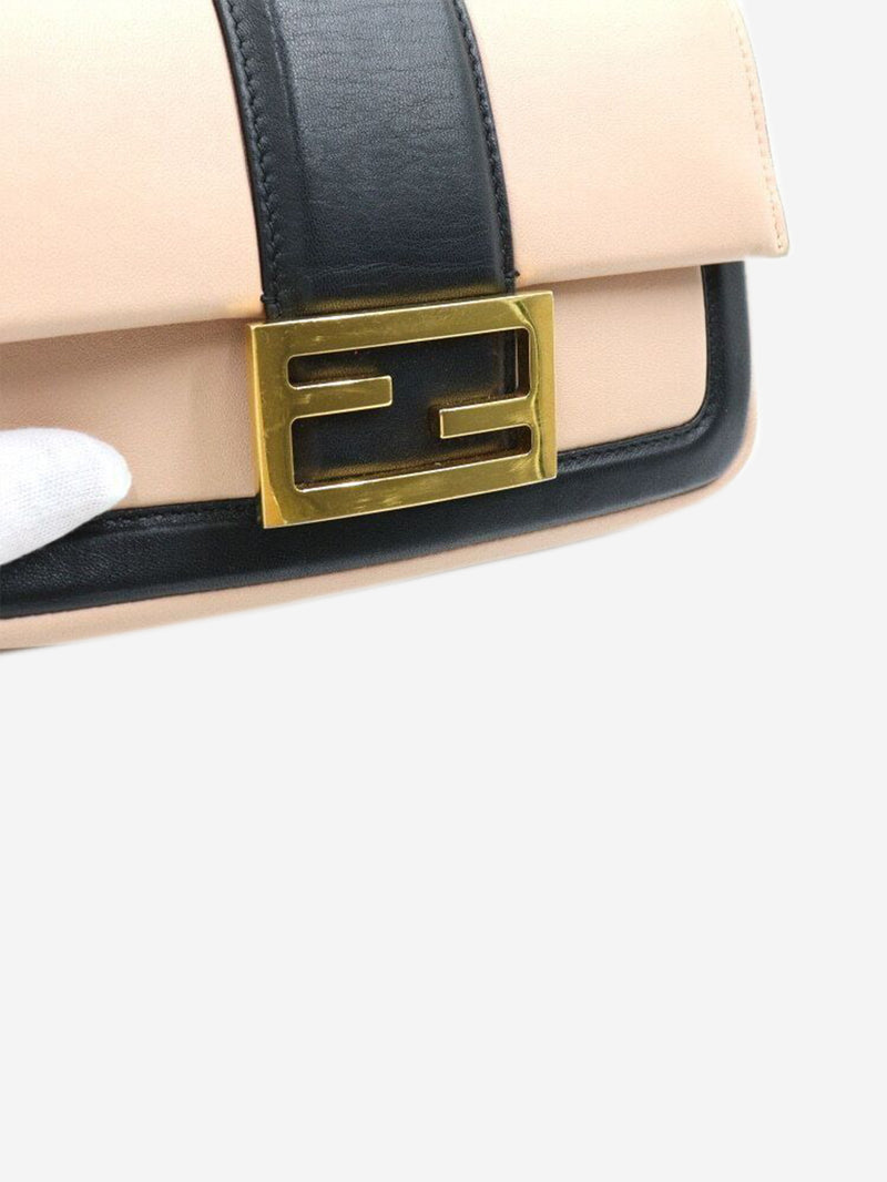 Blush and black two-tone mini Baguette bag