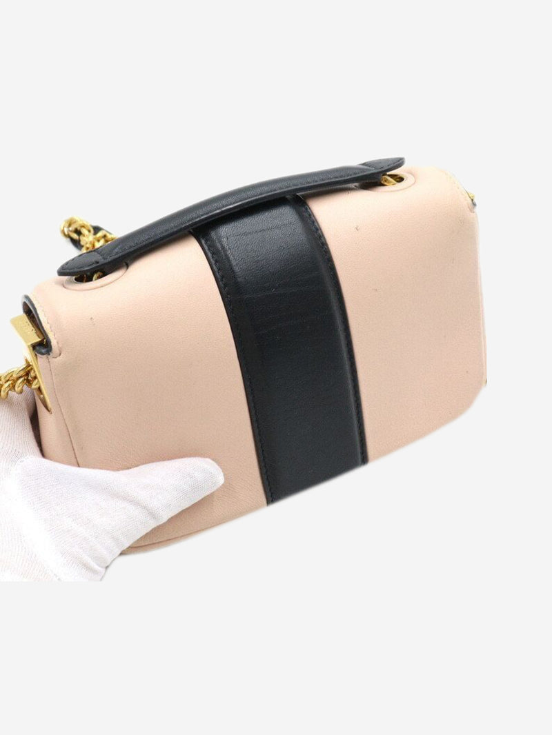 Blush and black two-tone mini Baguette bag