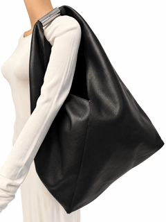 Black leather Japanese Bag Jewel Handle Large tote bag Tote Bags MM6 Maison Margiela 