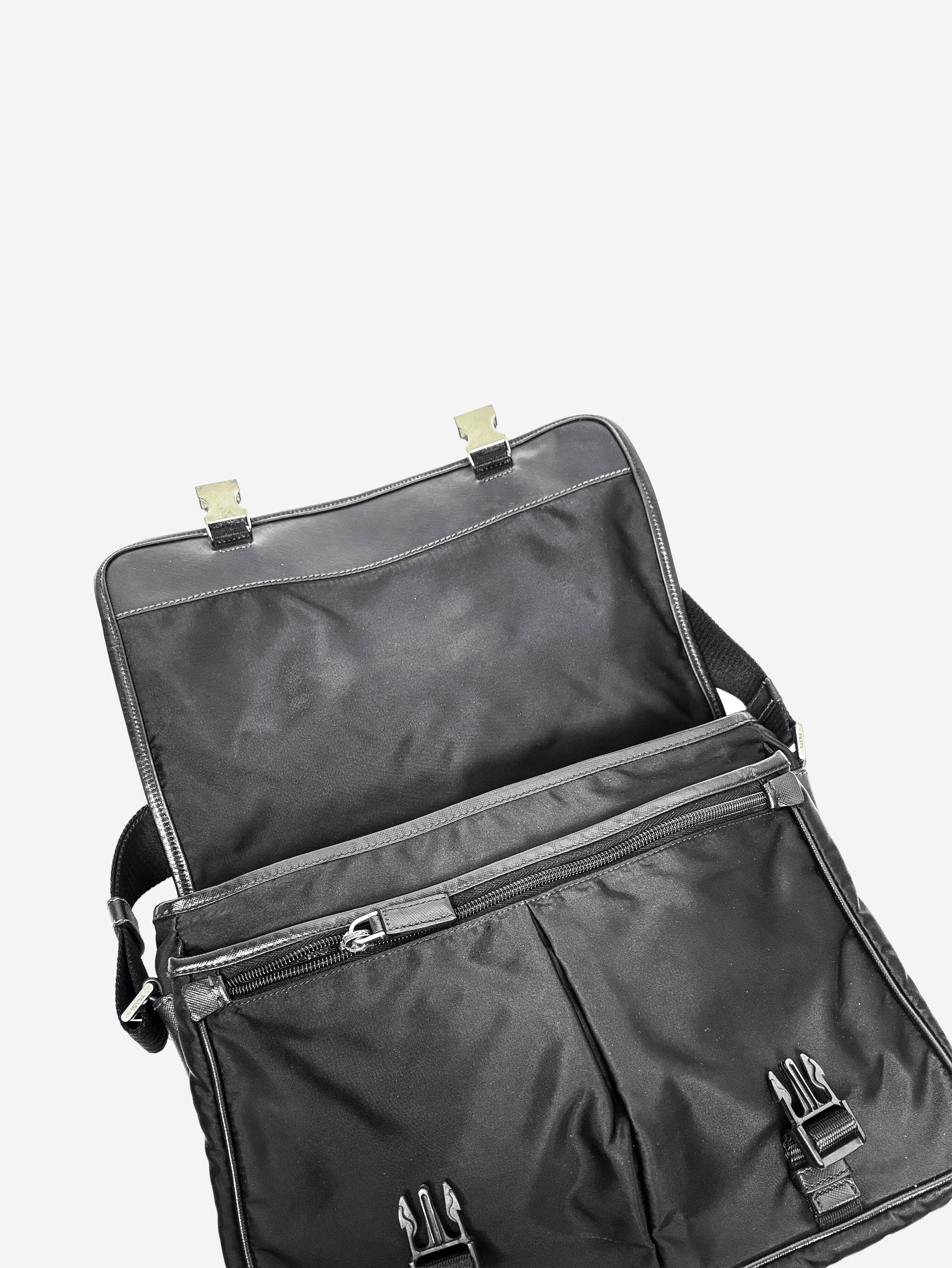 Black nylon messenger bag Shoulder bags Prada 