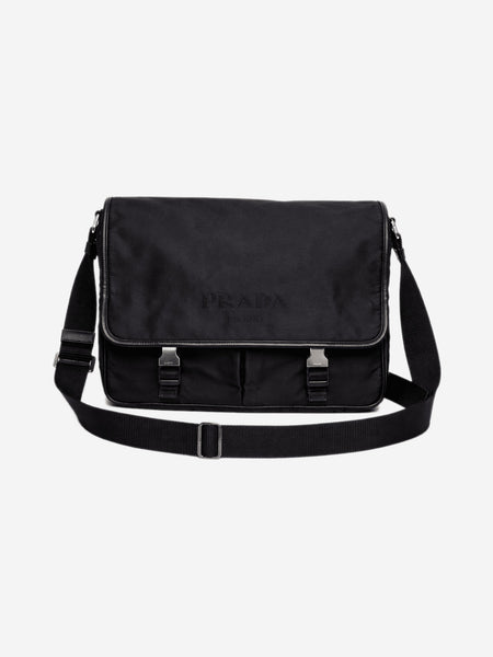 Black nylon messenger bag product image