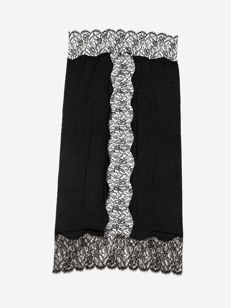 Black lace-trim shawl scarf alternate image