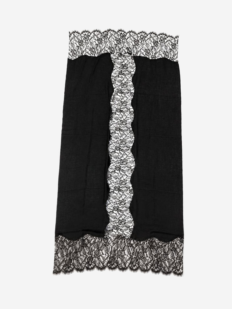 Black lace-trim shawl scarf Scarves Janavi 