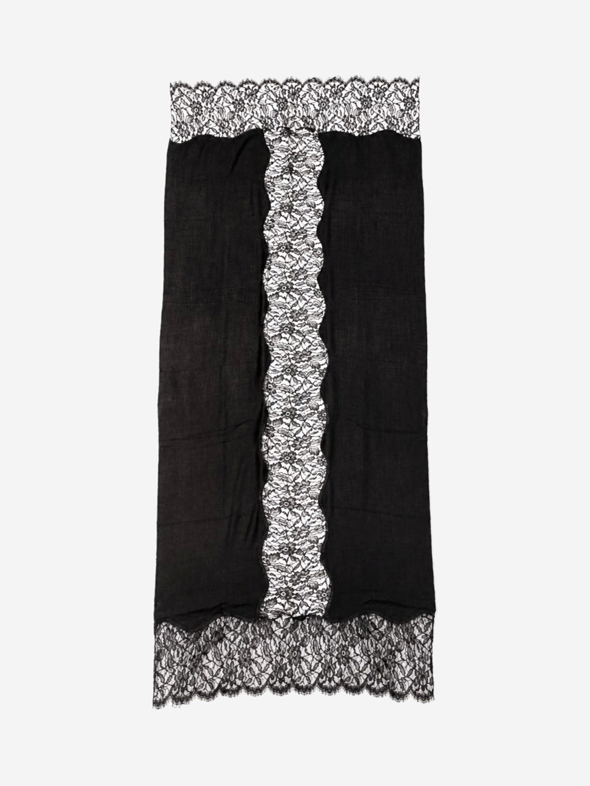 Black lace-trim shawl scarf Scarves Janavi 