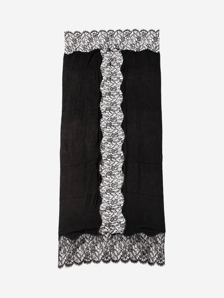 Black lace-trim shawl scarf product image