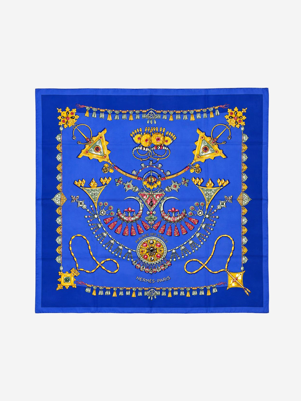 Blue Carré 90 Parures des Sables desert silk scarf Scarves Hermes 
