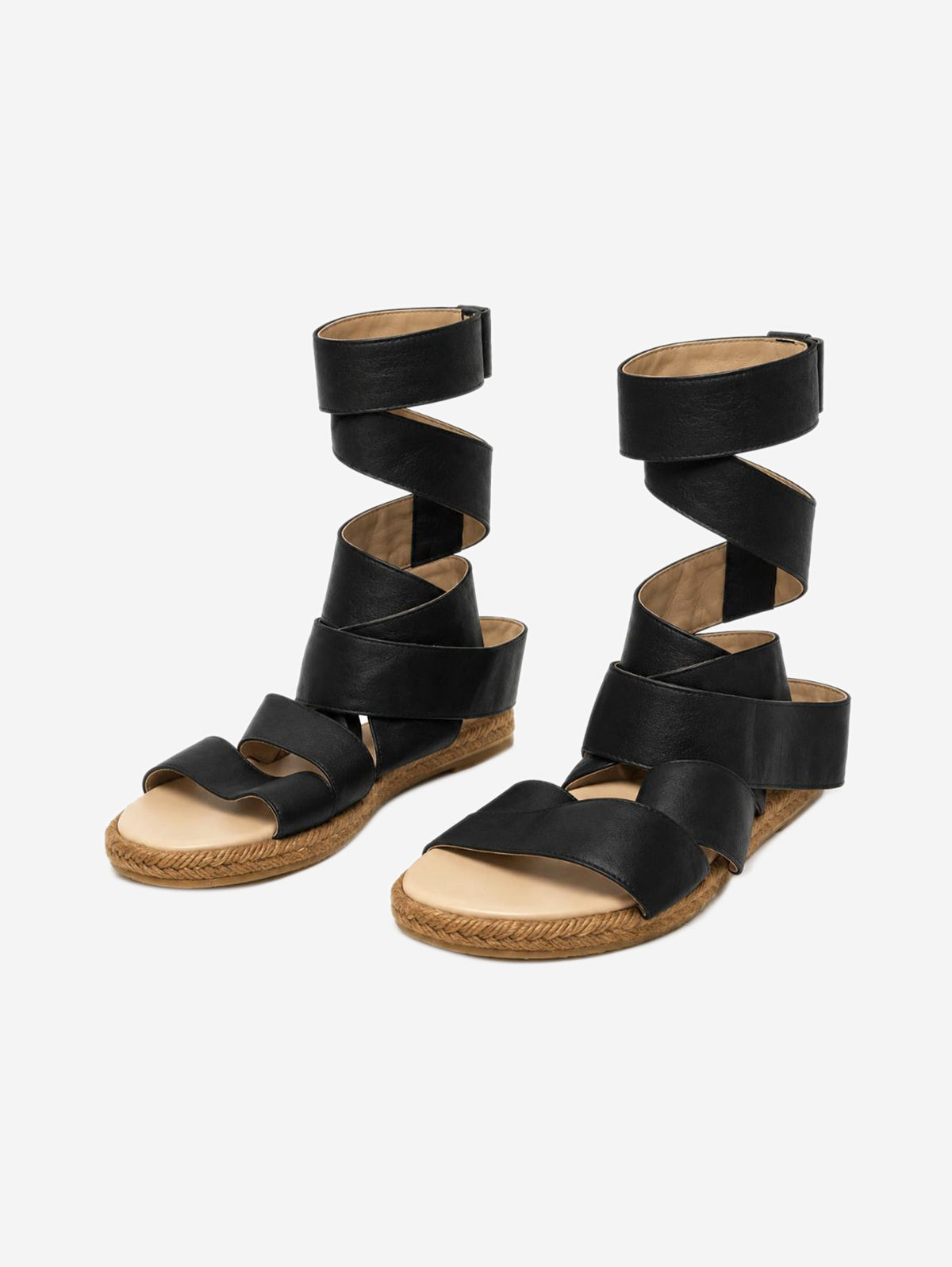 Black soft leather tie-up sandals - size EU 37 Flat Shoes Chloe 
