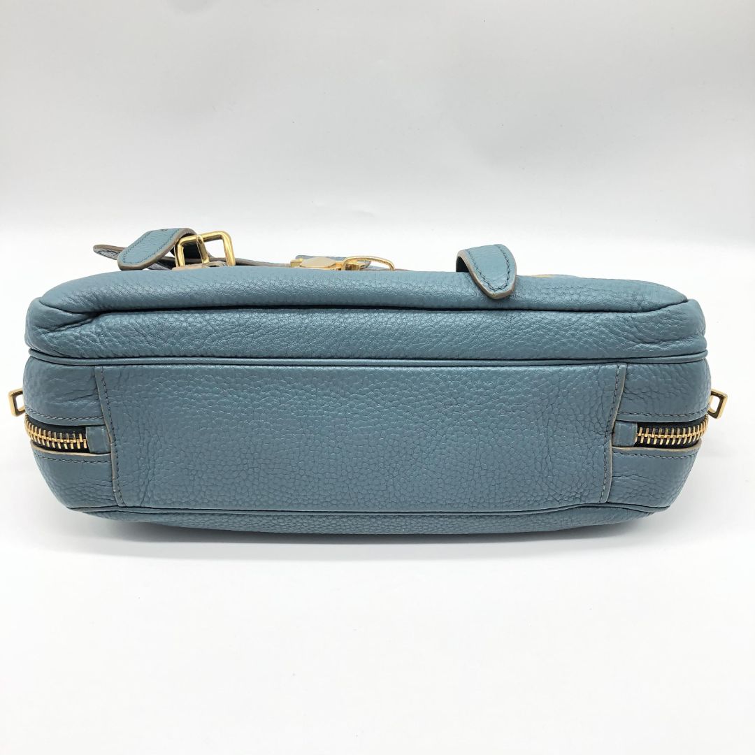 Blue Vitello Daino Flap-Lock Messenger bag