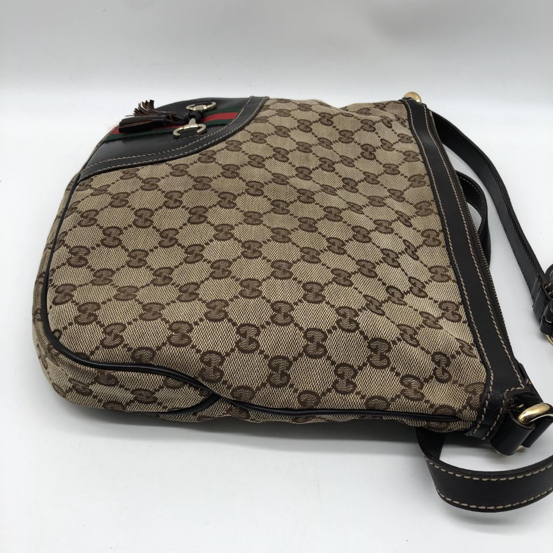 Brown GG canvas Horsebit Tassel Messenger bag