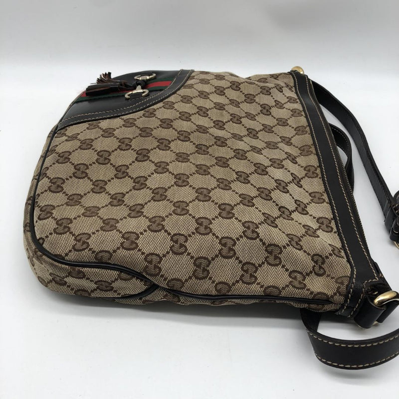 Brown GG canvas Horsebit Tassel Messenger bag