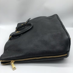 Black Vitello Daino leather Shopping tote bag