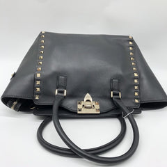 Black Rockstud leather tote bag