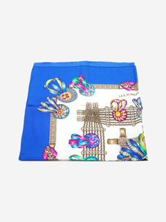 Blue Les Rubans du Cheval Carre 90 Silk Scarf Scarves Hermes 
