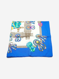 Blue Les Rubans du Cheval Carre 90 Silk Scarf Scarves Hermes 