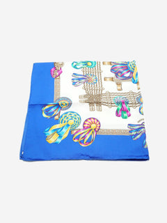 Blue Les Rubans du Cheval Carre 90 Silk Scarf Scarves Hermes 