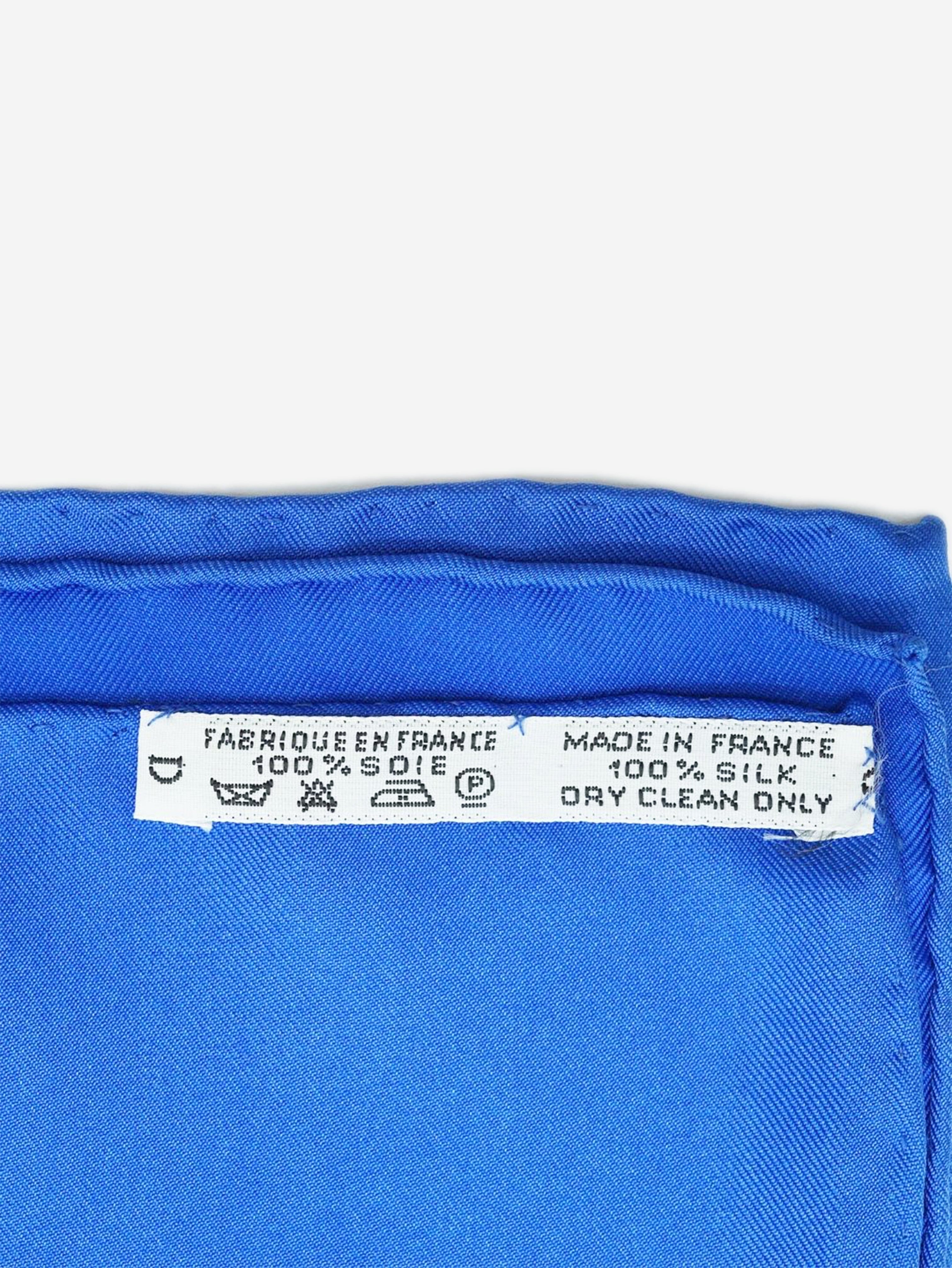 Blue Les Rubans du Cheval Carre 90 Silk Scarf Scarves Hermes 