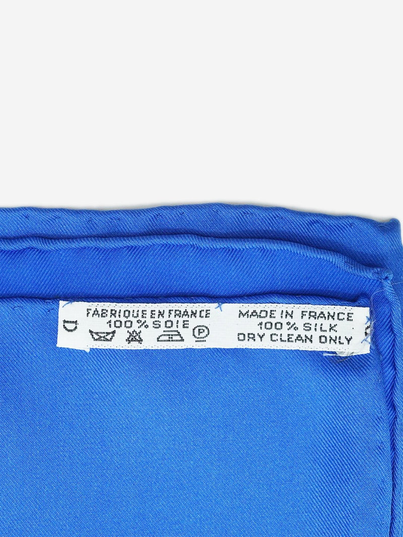 Blue Les Rubans du Cheval Carre 90 Silk Scarf Scarves Hermes 