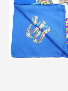 Blue Les Rubans du Cheval Carre 90 Silk Scarf Scarves Hermes 