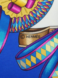 Blue Les Rubans du Cheval Carre 90 Silk Scarf Scarves Hermes 