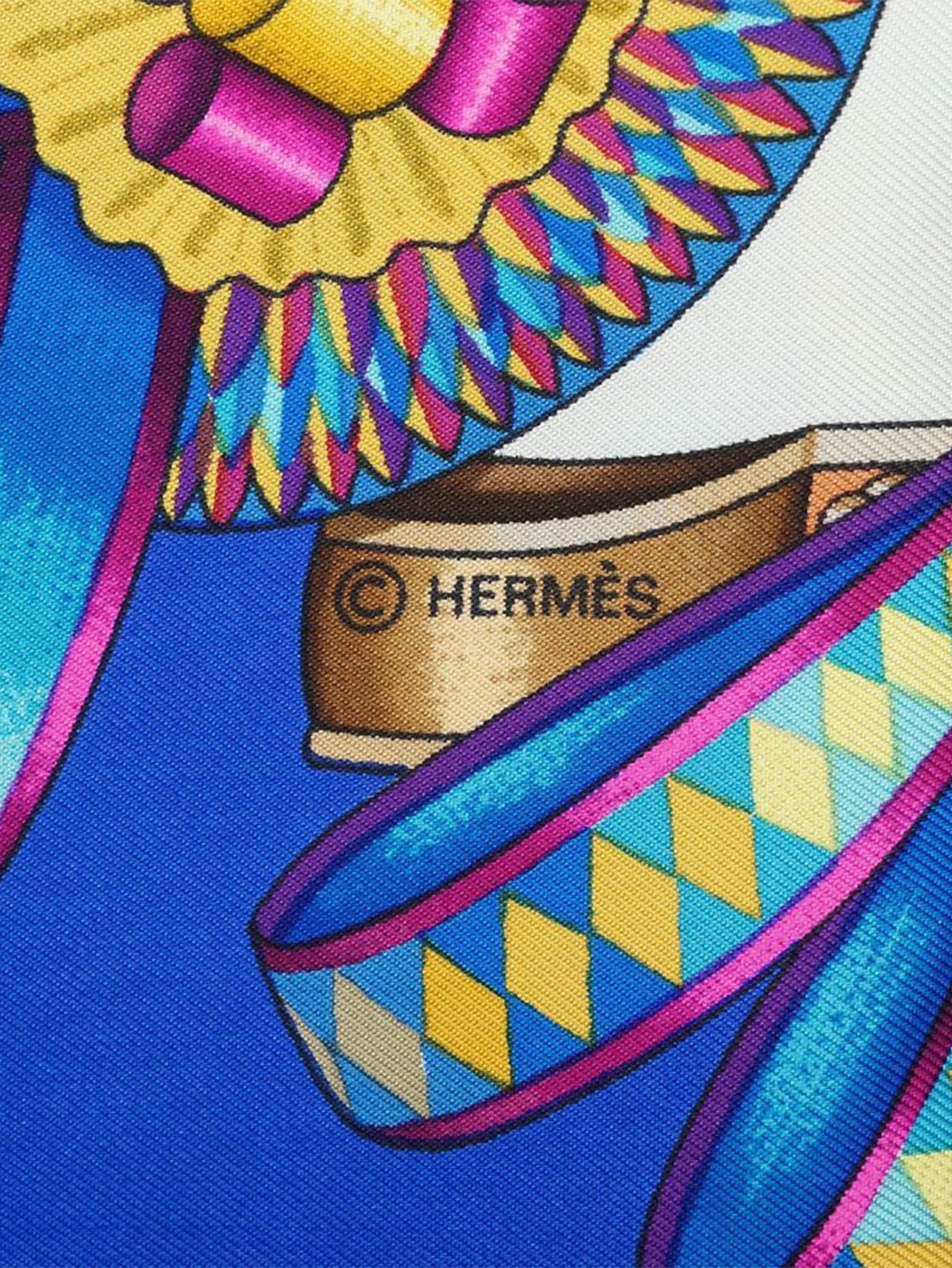 Blue Les Rubans du Cheval Carre 90 Silk Scarf Scarves Hermes 