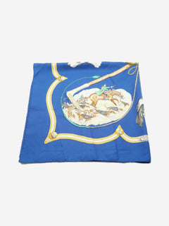 Blue Le Laisser Courre Silk Carre 90 scarf Scarves Hermes 