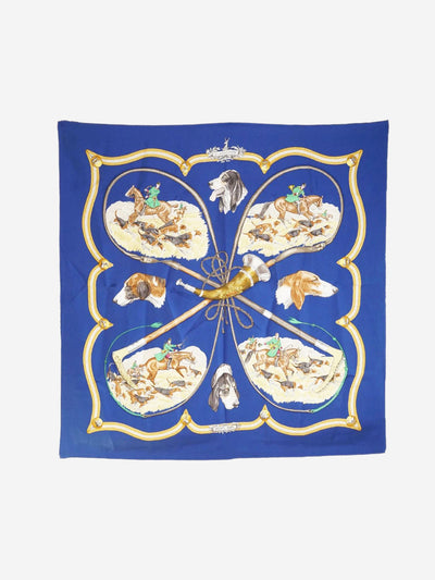 Blue Le Laisser Courre Silk Carre 90 scarf Scarves Hermes 