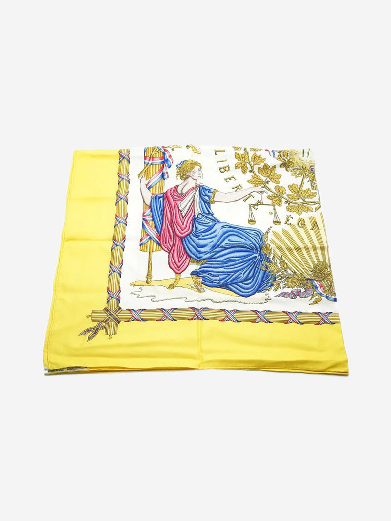 Yellow 1789 Liberte Egalite Fraternite Republique Francaise scarf Scarves Hermes 