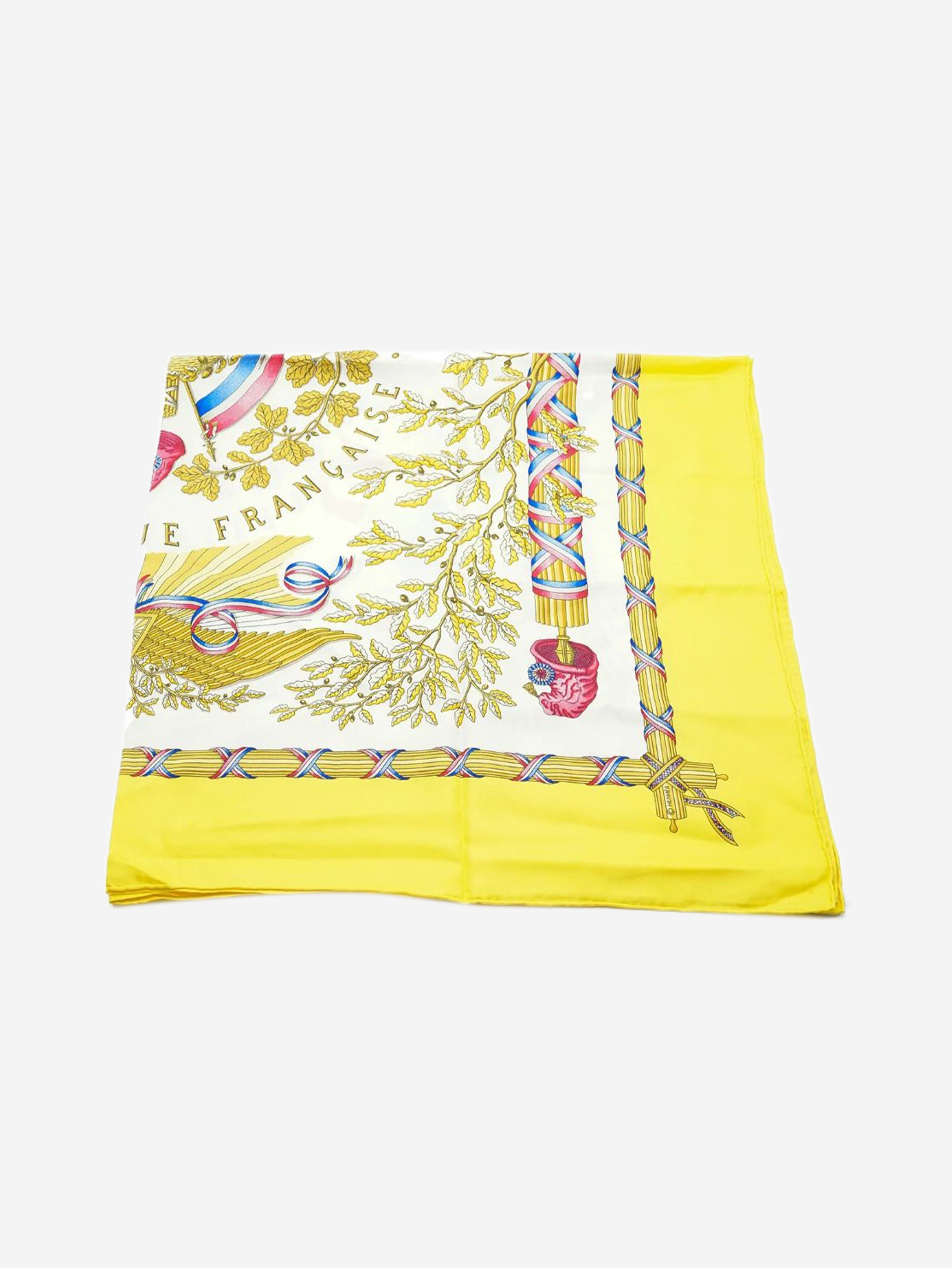Yellow 1789 Liberte Egalite Fraternite Republique Francaise scarf Scarves Hermes 
