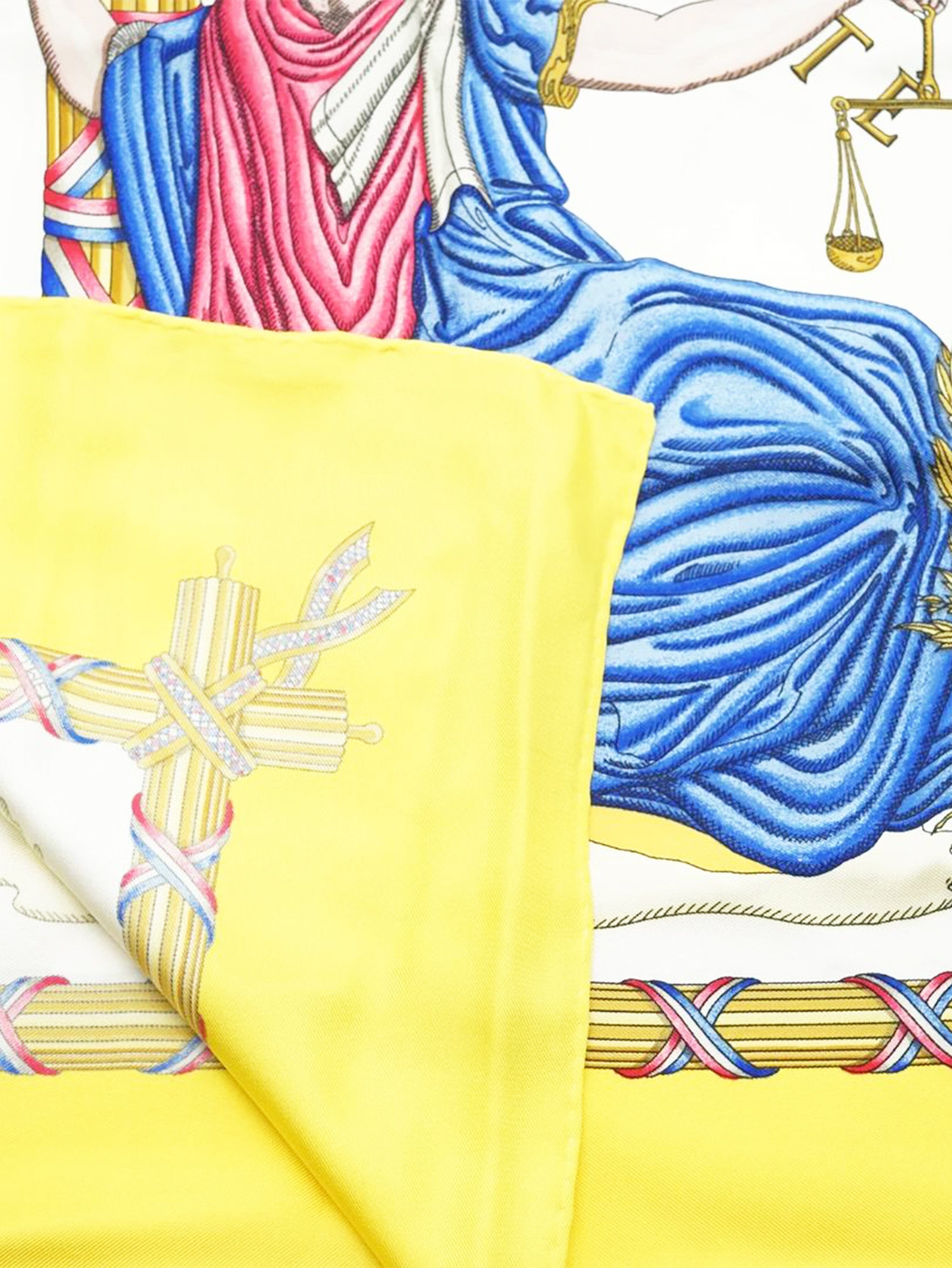 Yellow 1789 Liberte Egalite Fraternite Republique Francaise scarf Scarves Hermes 