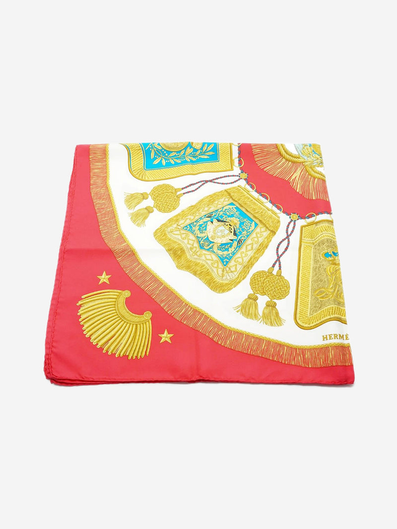 Red Poste et Cavalerie Silk Carre 90 scarf Scarves Hermes 