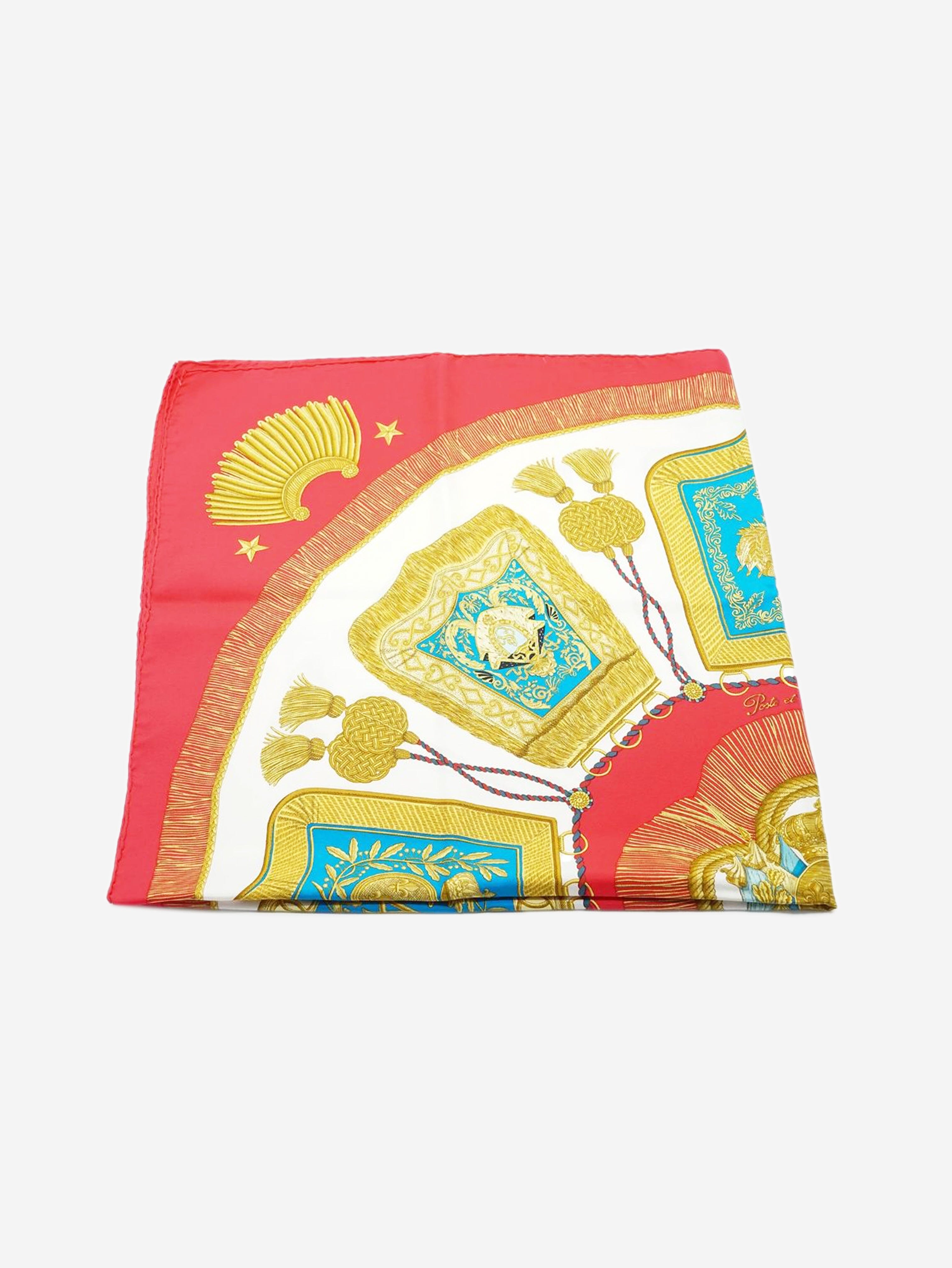Red Poste et Cavalerie Silk Carre 90 scarf Scarves Hermes 