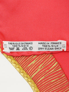 Red Poste et Cavalerie Silk Carre 90 scarf Scarves Hermes 