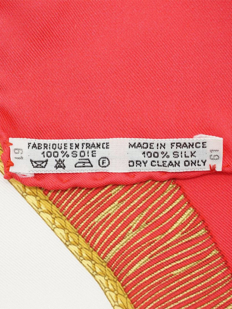 Red Poste et Cavalerie Silk Carre 90 scarf Scarves Hermes 