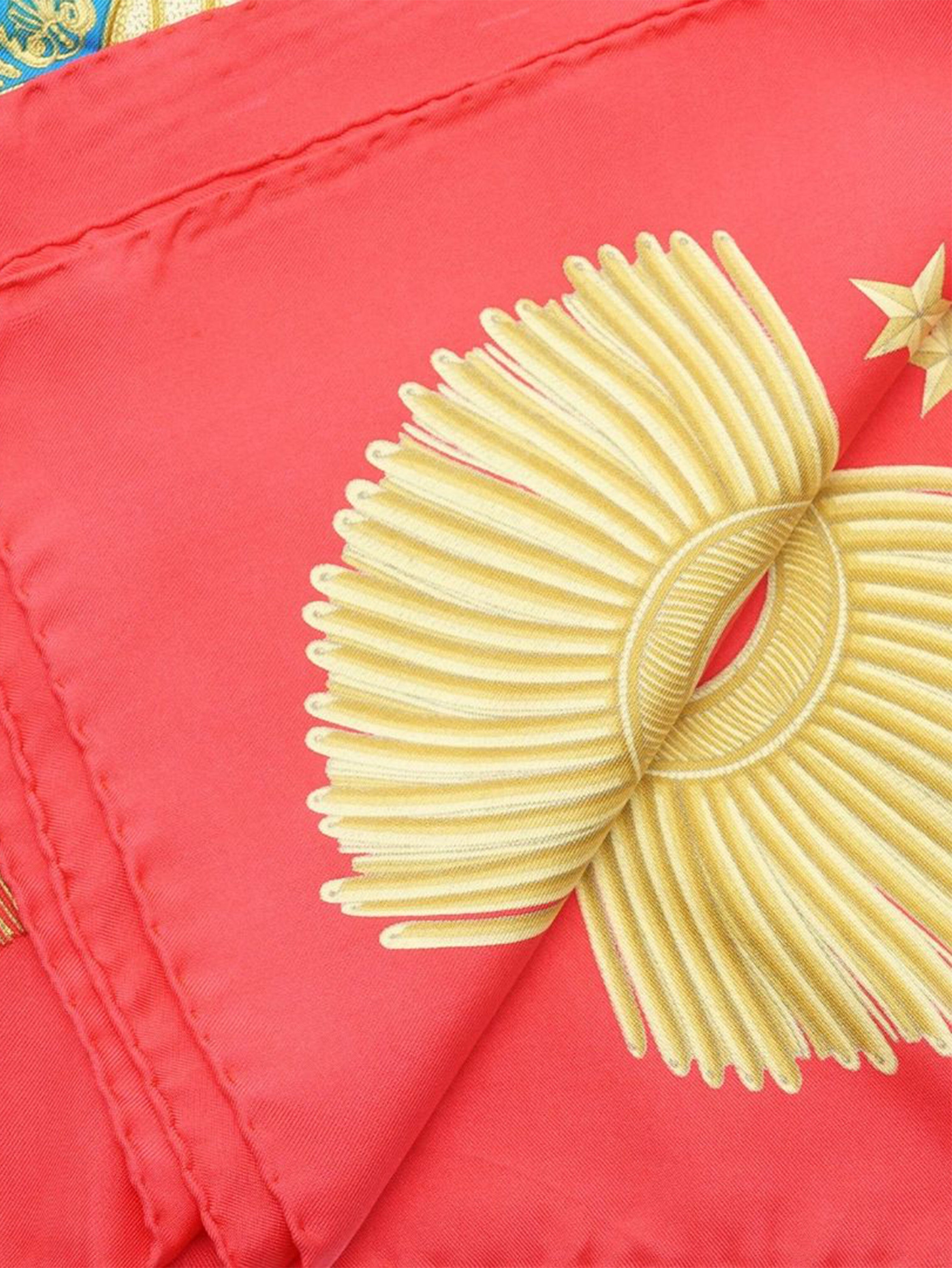 Red Poste et Cavalerie Silk Carre 90 scarf Scarves Hermes 