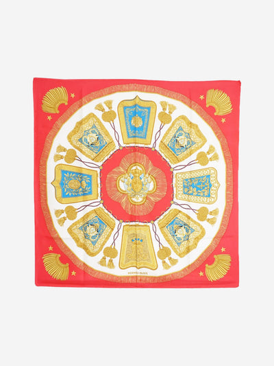 Red Poste et Cavalerie Silk Carre 90 scarf Scarves Hermes 