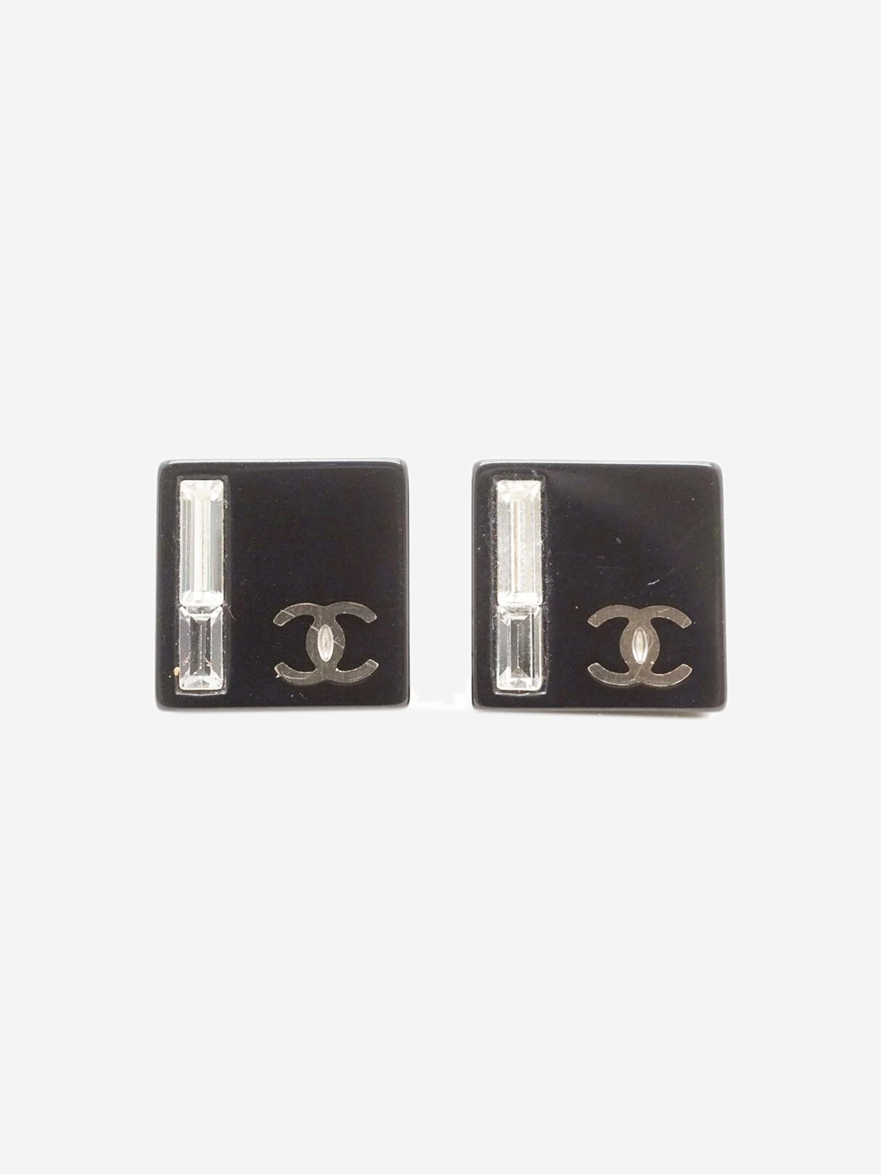 Black CC square stud earrings Earrings Chanel 