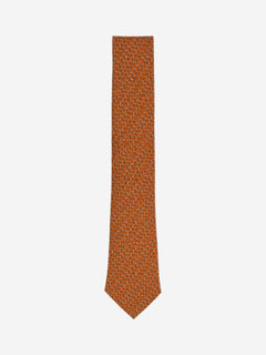 Orange silk printed tie Ties Hermes 