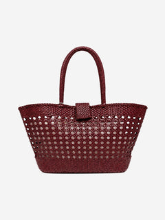 Burgundy Lucine leather woven tote bag Tote Bags Dragon Diffusion x Rixo 