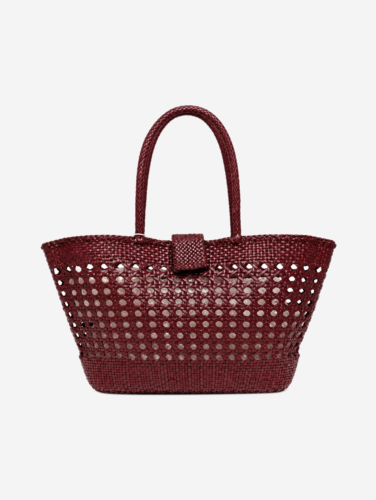 Burgundy Lucine leather woven tote bag Tote Bags Dragon Diffusion x Rixo 